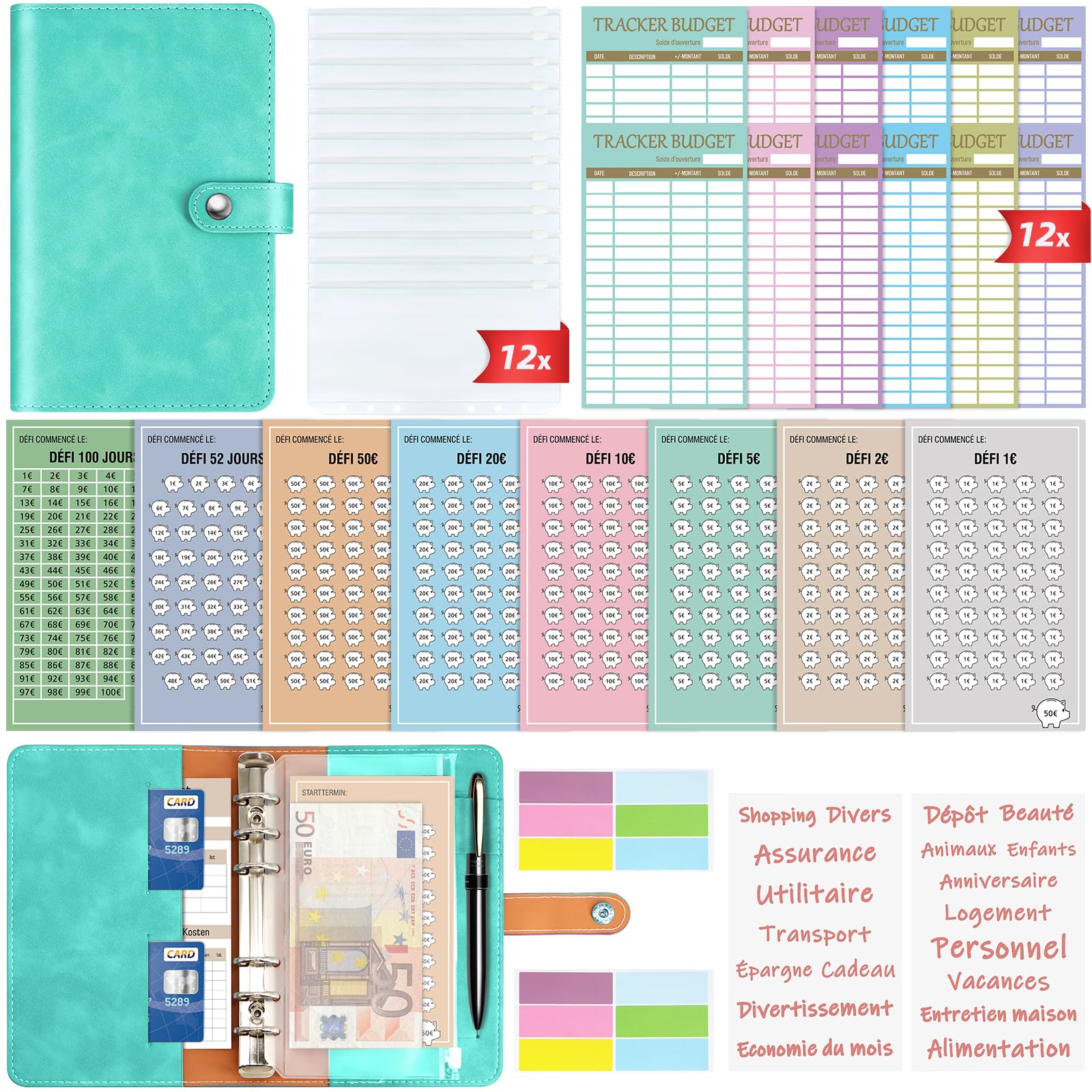 A6 French Budget Envelope - Budget Planner - Budget Notebook with 8 Money Saving Challenge - Complete French Budget Binder to Save Money, Plan Your Expenditures