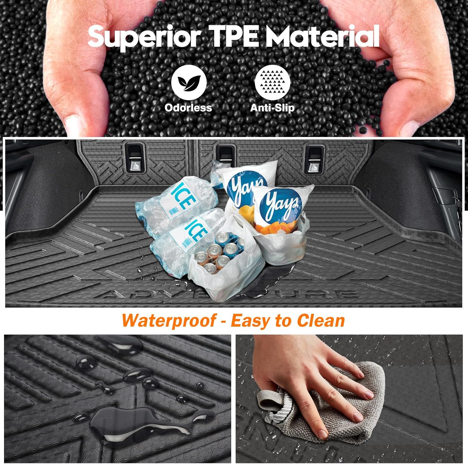 KUST Floor Mats for 2020-2025 Subaru Outback, All Weather Cargo Mat Back Seat Protector TPE Rubber Rear Trunk Liner High Edge, Full Set Mats of 6 - Image 9