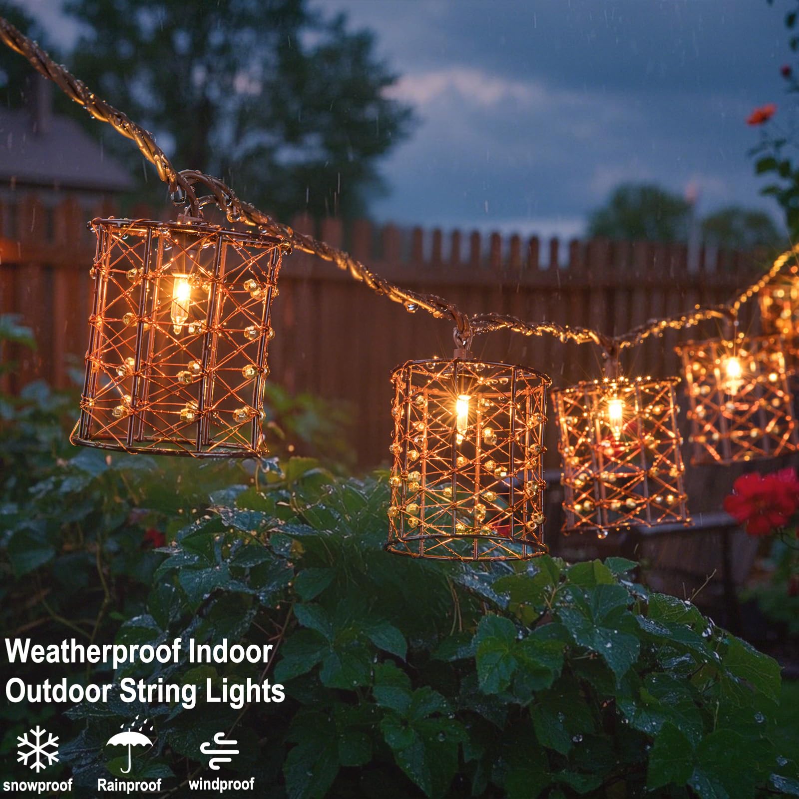 Outdoor Patio String Lights Plug in with 10 Incandescent Bulbs