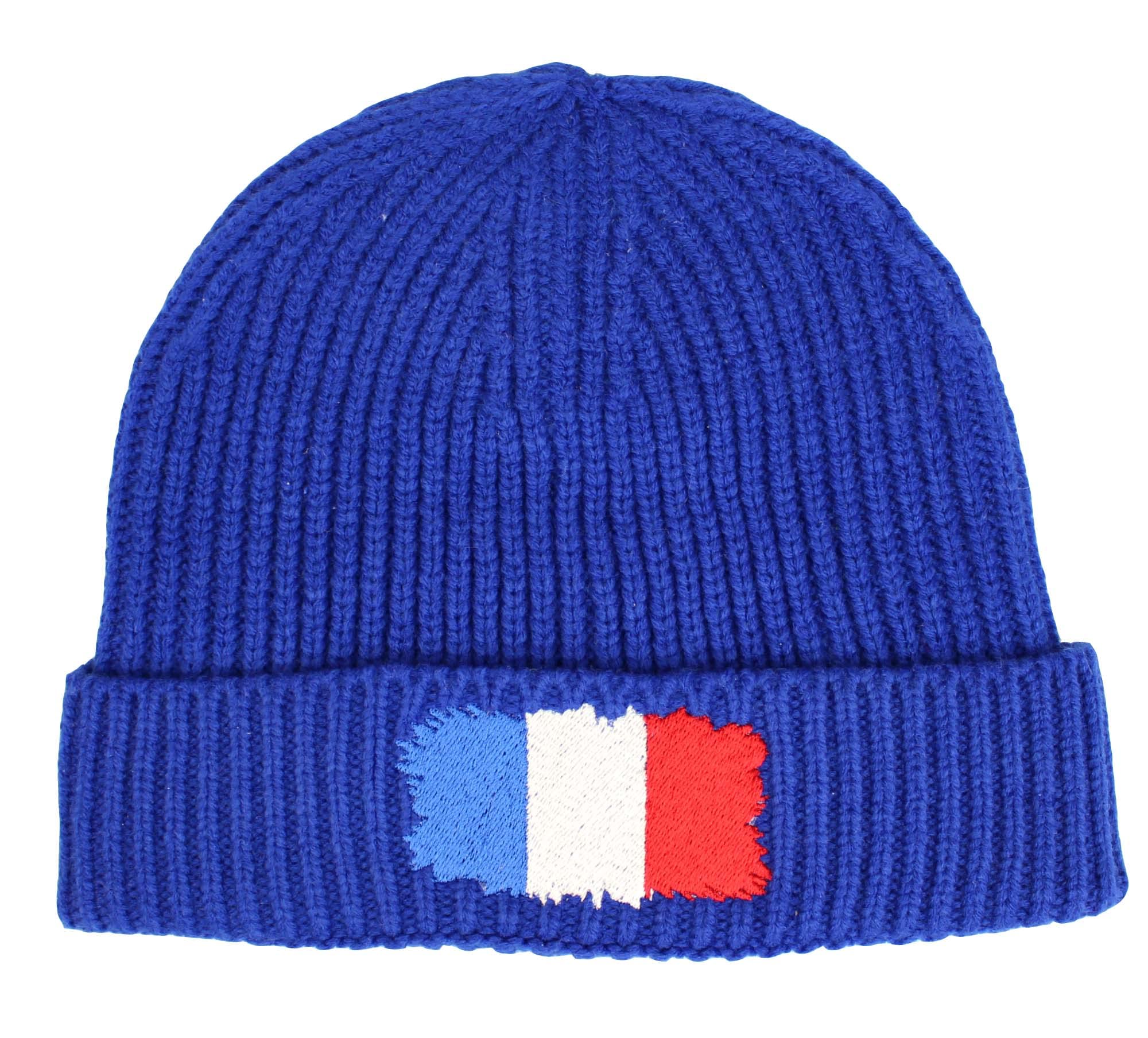 Teddyts Unisex Royal Blue Men's France French Flag Thermal Beanie Hat