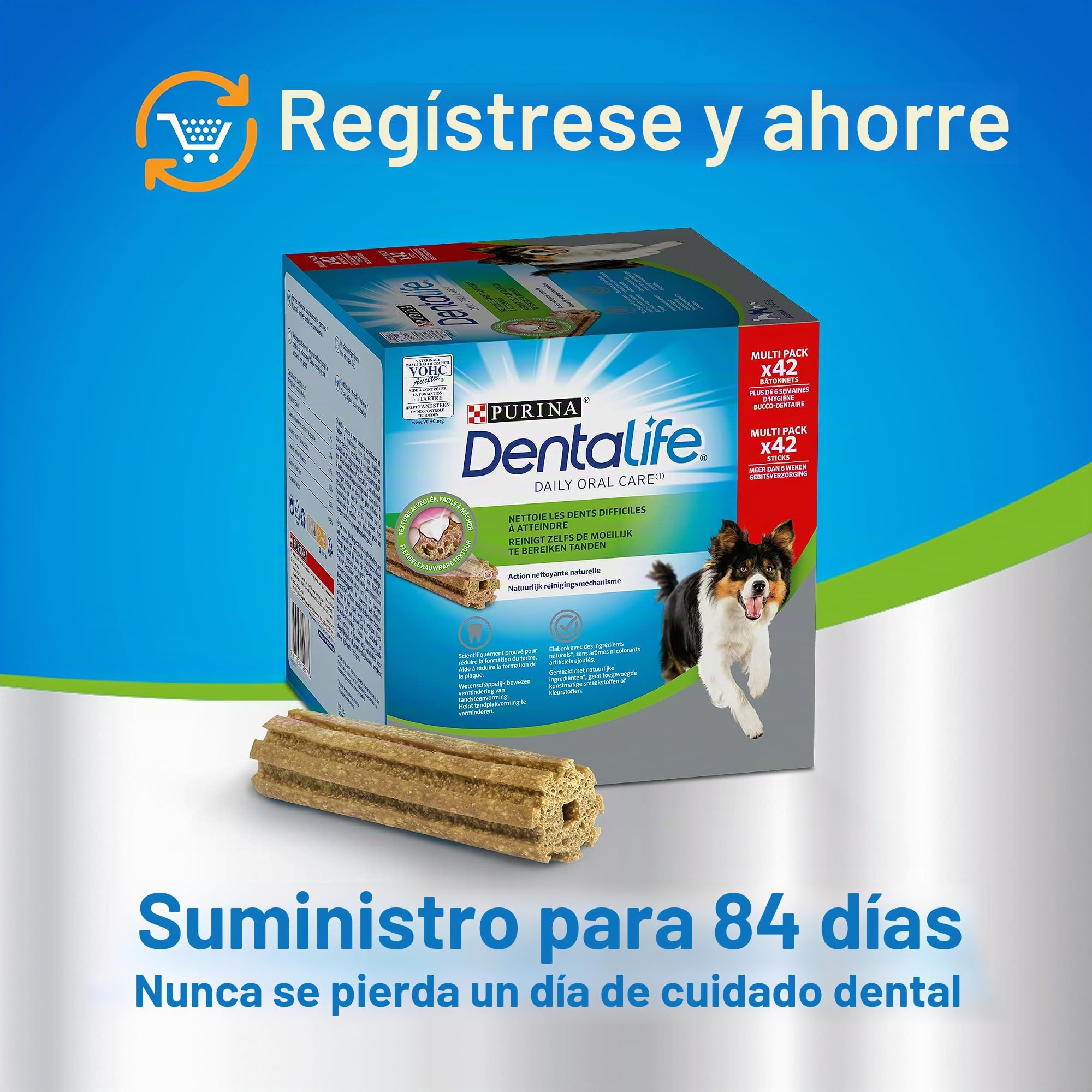 PURINA DENTALIFE Medium | Golosinas para Perros de tamaño Mediano | 84 palitos de mascar | Cereales | Maxi Pack | 2 x 966 g | 1,93 kg | Higiene bucal