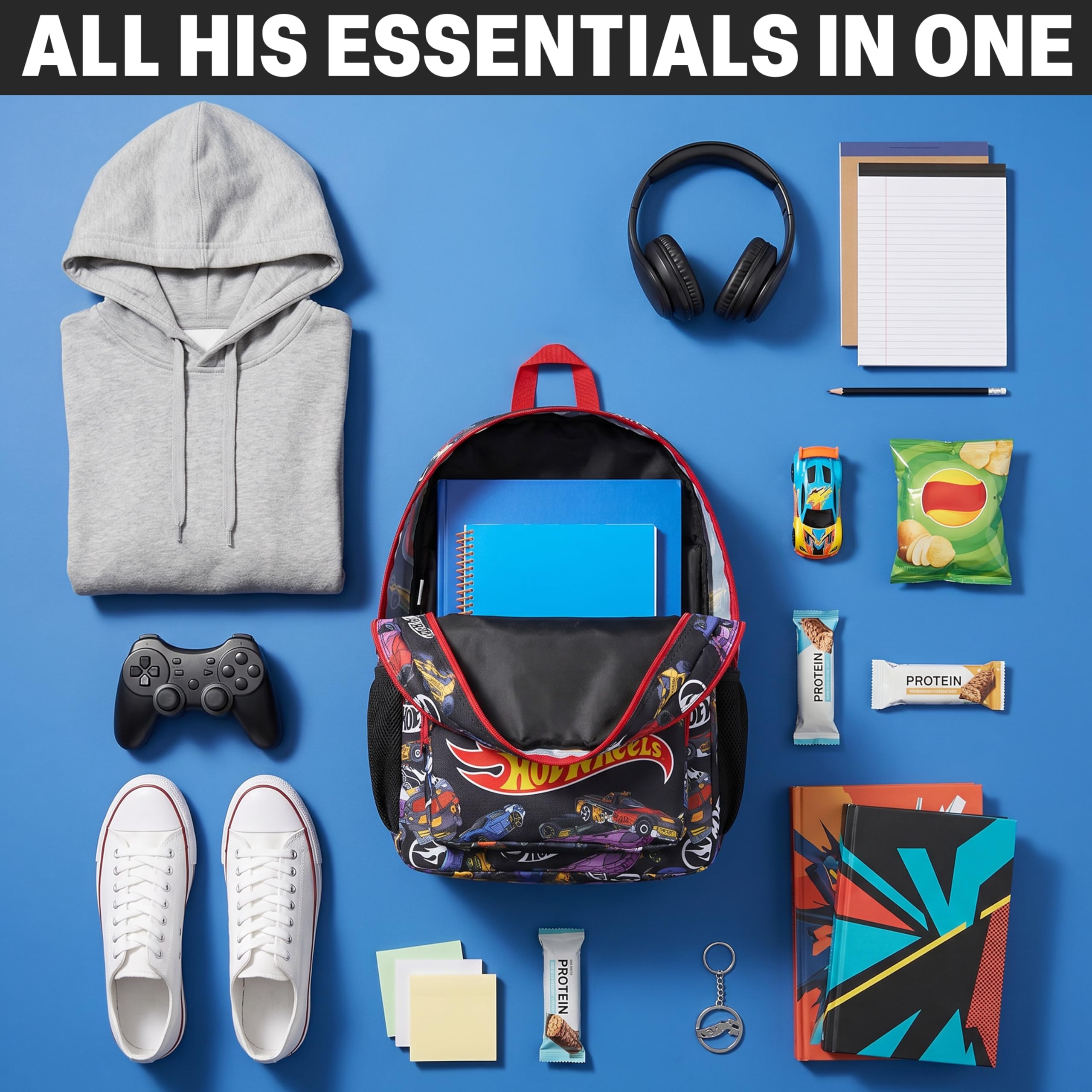 Get Trend Hot Wheels Zaino Ragazzo, Leggero Zaino Scuola con Spallacci e Zip per Sport e Gite, Idea Regalo per Ragazzi (Multi Hot Wheels)