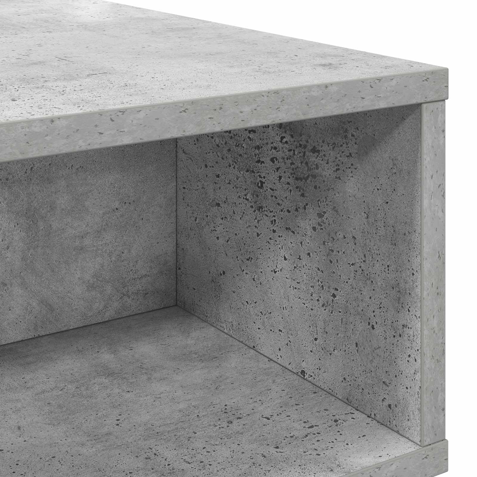 Mesa de centro de hormigón gris 80 x 46 x 35 cm con 2 estantes de madera de diseño moderno, robusta y duradera, pequeña mesa de salón para salón