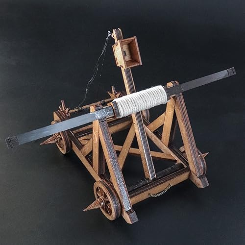 Miniatura 9 de Catapulta animosa del período romano europeo Carro antiguo 3D rompecabezas de madera modelos kits de montaje juguetes divertidos kit de construcción