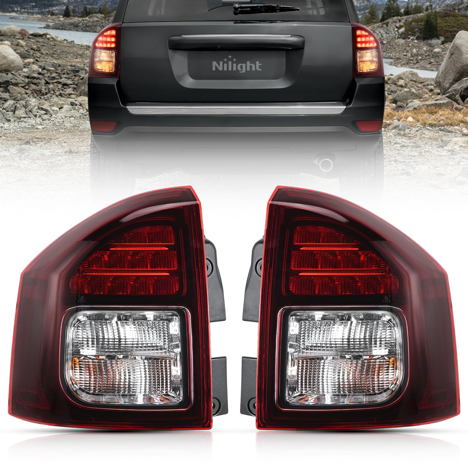Nilight Taillight Assembly Compatible with 2014 2015 2016 2017 Jeep Compass