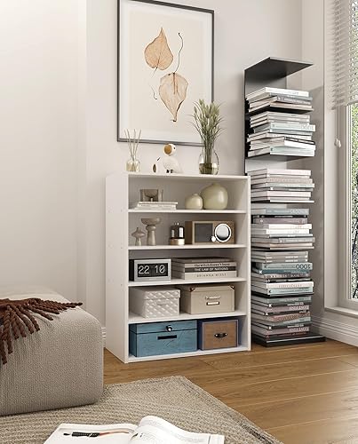 Miniatura 7 de HAIOOU Zapatero blanco de 5 niveles, 24 pulgadas, apilable, de madera, para zapatos, soporte de almacenamiento de zapatos con un estante