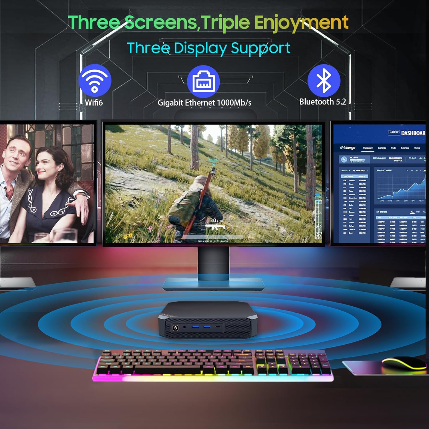 Interna view de Negreview MP200 Mini PC showing RAM slots.