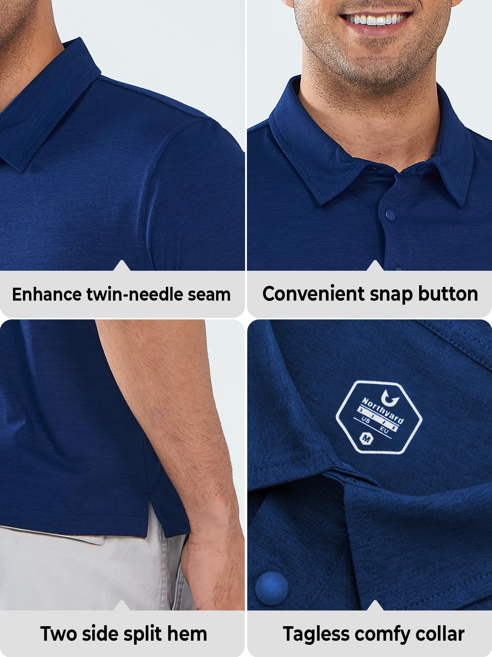 NORTHYARD Herren-Polo-Shirt, kurzärmelig, trockene Passform, Golf-Shirt, Feuchtigkeitstransport, Kragen, Arbeit, Tennis, Polos