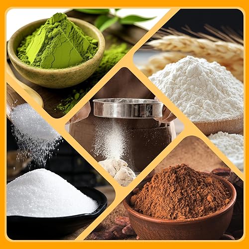 Miniatura 7 de 2 tamices redondos de harina de acero inoxidable, tamiz redondo de harina de 8 pulgadas y 6 pulgadas, 60 mallas de malla fina para hornear pastel pan