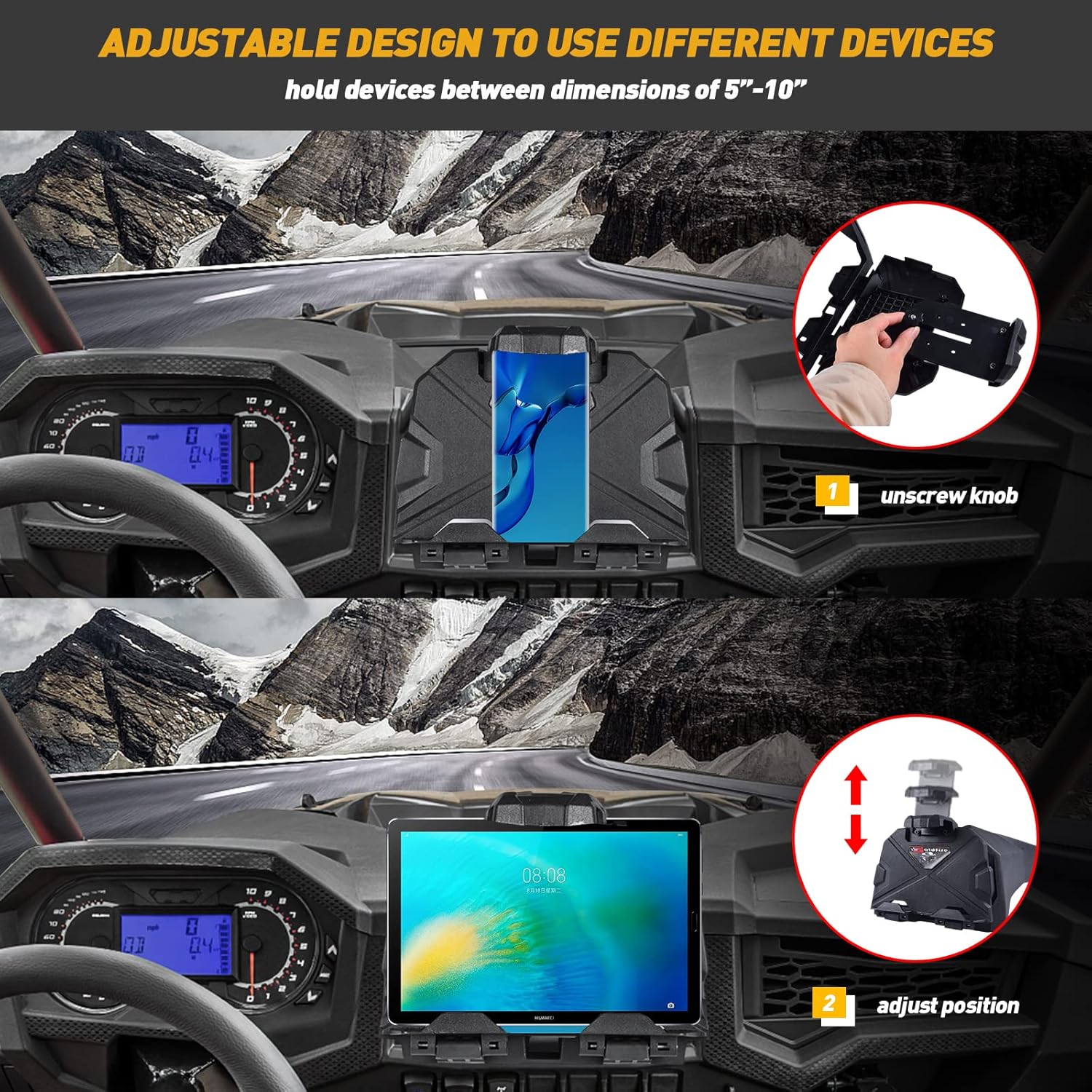 Phone Holder for Polaris RZR XP, Tablet Mount GPS Electric Device Mount Storage Box Compatible with Polaris RZR XP 1000 XP4 Turbo 2019-2023 Accessories