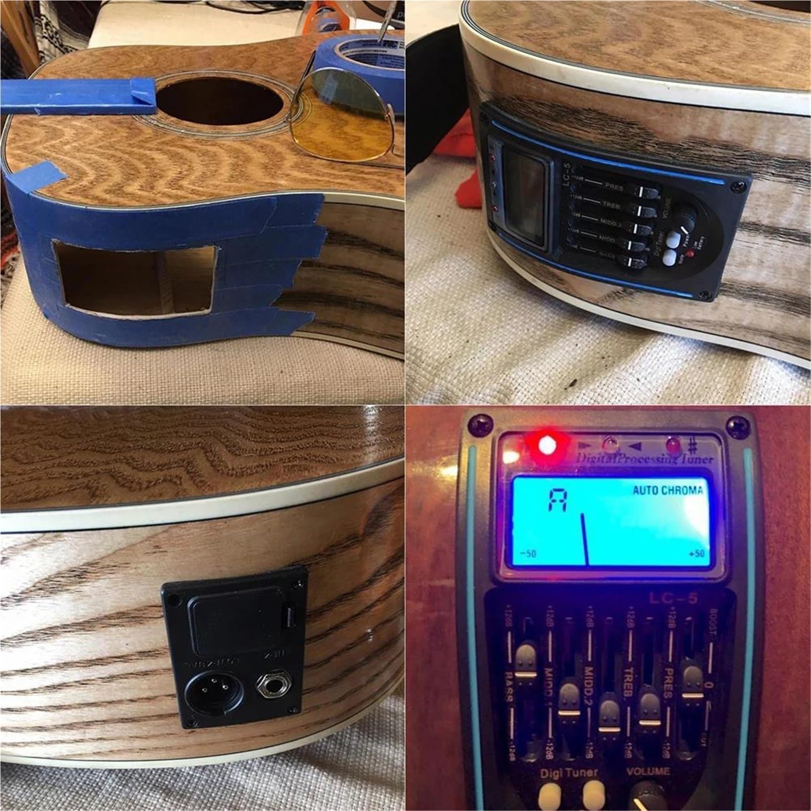 Zestawy Przedwzmacniaczy EQ Do Gitary Akustycznej 5-pasmowej Wzmacniacz Gitarowy Tuner LCD Piezo Pickup Equalizer Z Akcesoriami Mikrofonowymi