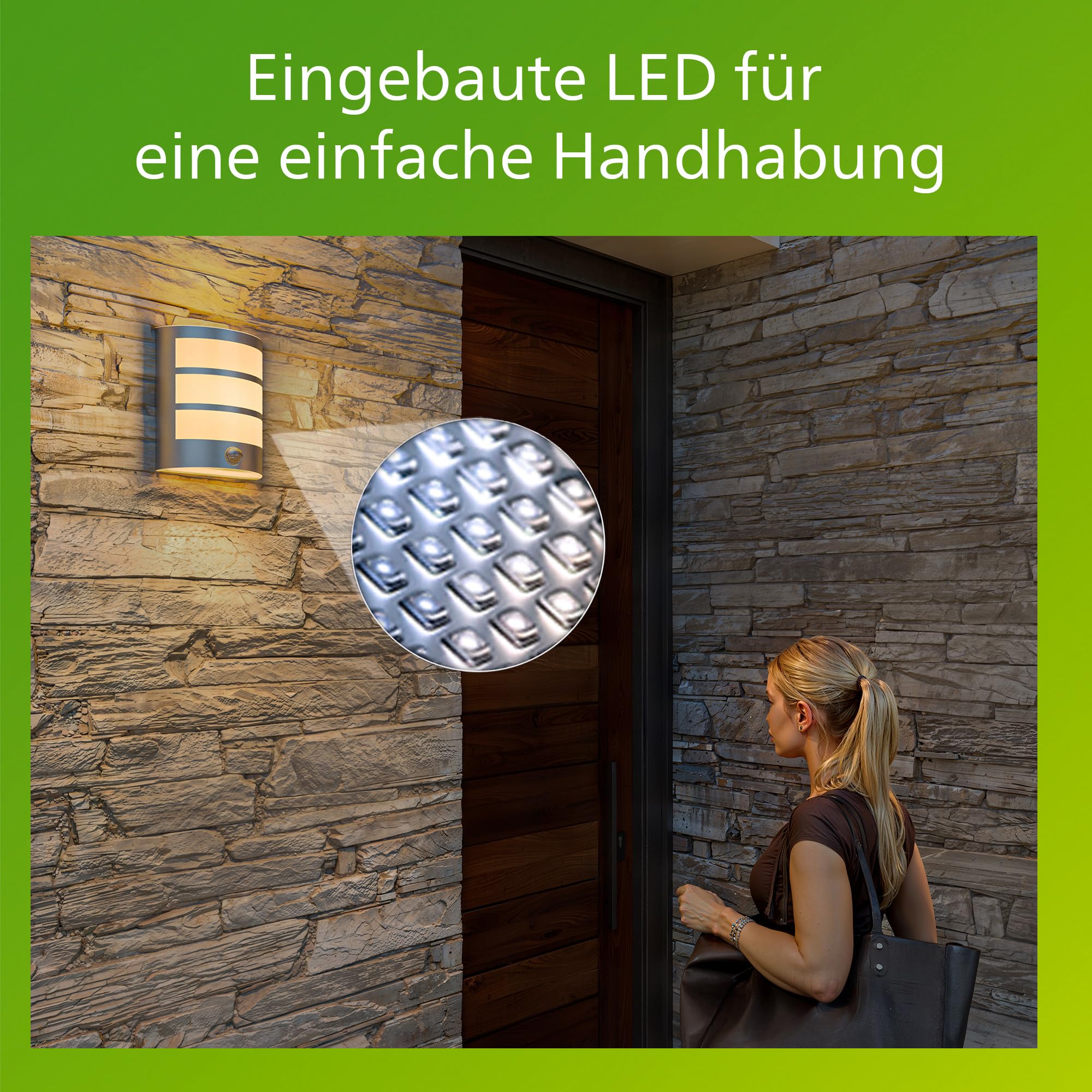 PHILIPS Python LED-Wandleuchte, Außenleuchte mit Bewegungsmelder, Außenbeleuchtung, 5,5 W, 700 lm, 2.700 K Warmweißes Licht, IP44-Wetterfest, Integrierte LED, Langlebig, Aluminium