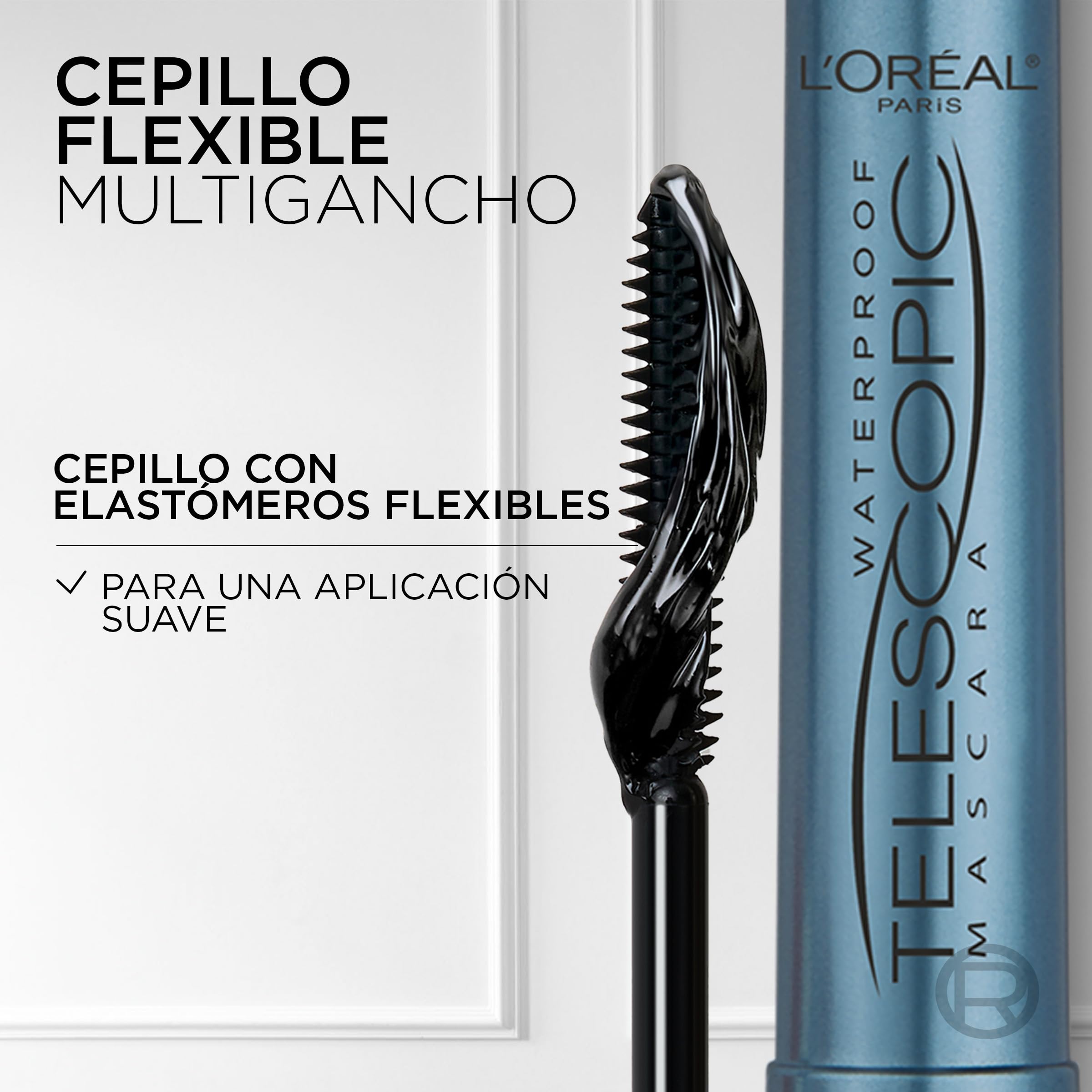 L'Oréal Paris - Mascara Volume et Longueur Waterproof - Formule Fortifiante Enrichie en Céramide - Brosse Exclusive Double Face - Telescopic Lift Waterproof - Couleur : Noir