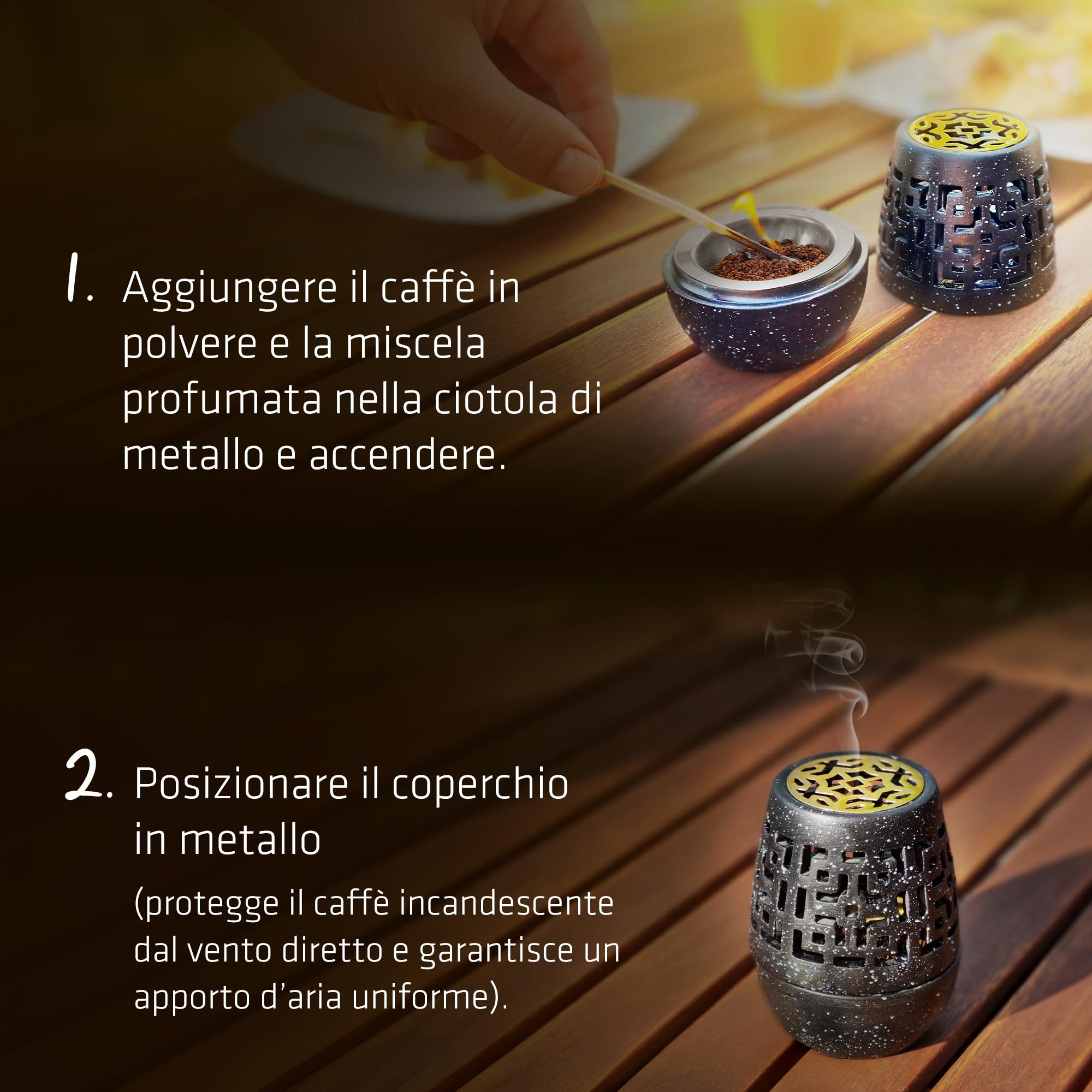 Gardigo® Repellente Vespe | Aroma di caffè e Miscela di Arancia e Rosmarino | Anti Vespe | Allontana Insetti col caffè | Incensiere Brucia Incenso Antivespe