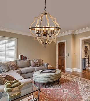 Q&S Rustic Antique Orb Chandelier Farmhouse Vintage 6-Lights