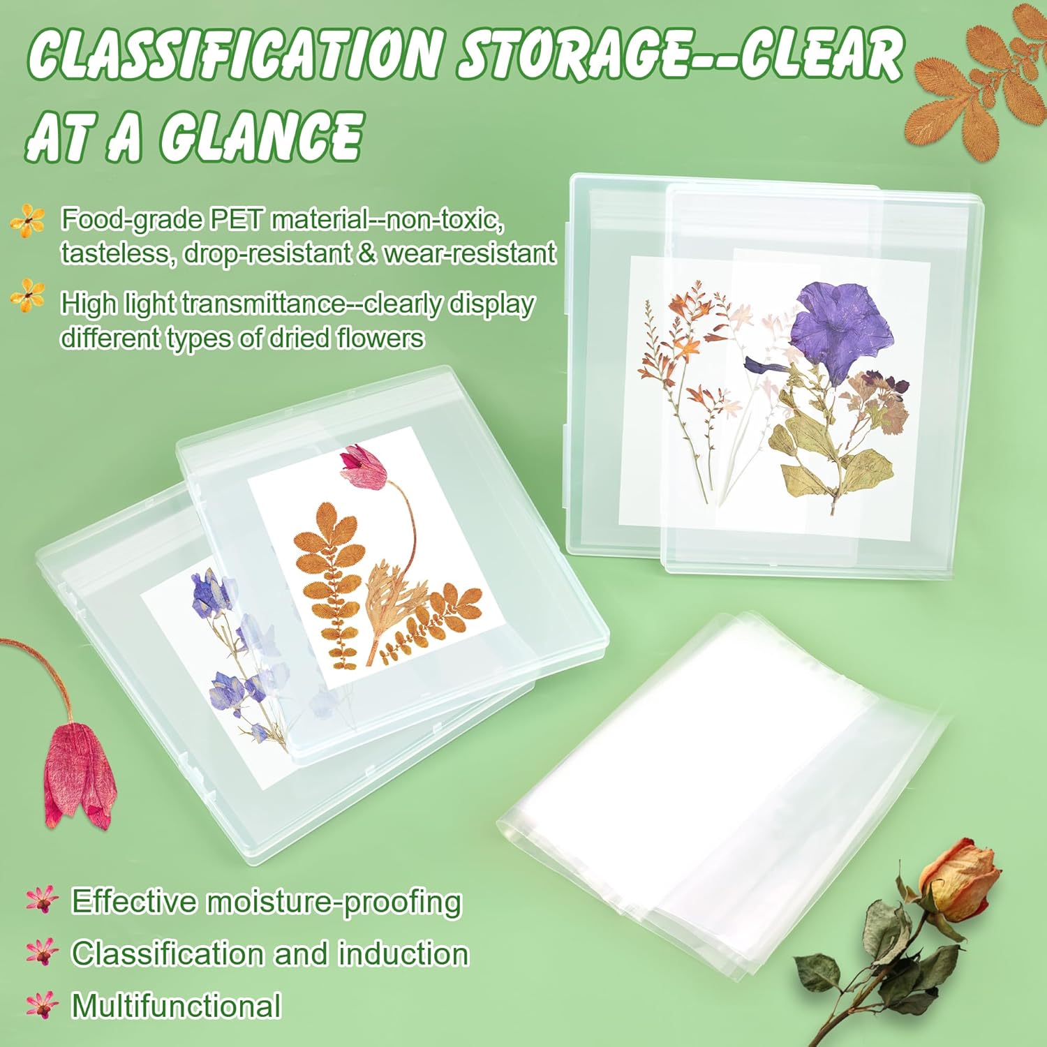 Coldairsoap Big Dried Flower Storage Set with Blotting Paper, Ziplock Bag, Tweezers and Letter Stickers, Flower Preservation Kit to Keep Flowers Color and Dry for DIY Pressed Flower Arts and Craft