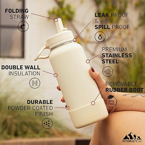 Miniatura 2 de Hydrapeak Botella de agua deportiva de 26 onzas con aislamiento y tapa para beber, a prueba de fugas y derrames, mantiene las bebidas frías durante