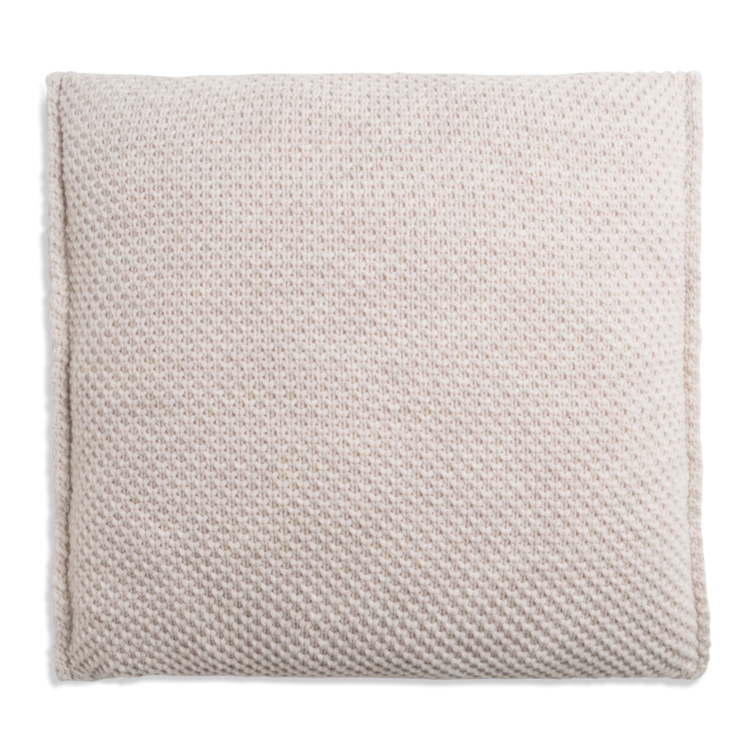 KNIT FACTORY - Lynn Quadratisches Zierkissen - Beige - 50x50 cm | Sofakissen mit Füllung und Bezug - Couchkissen - Zierkissen - Grob gestrickter Dekokissen - Zeitloses Design