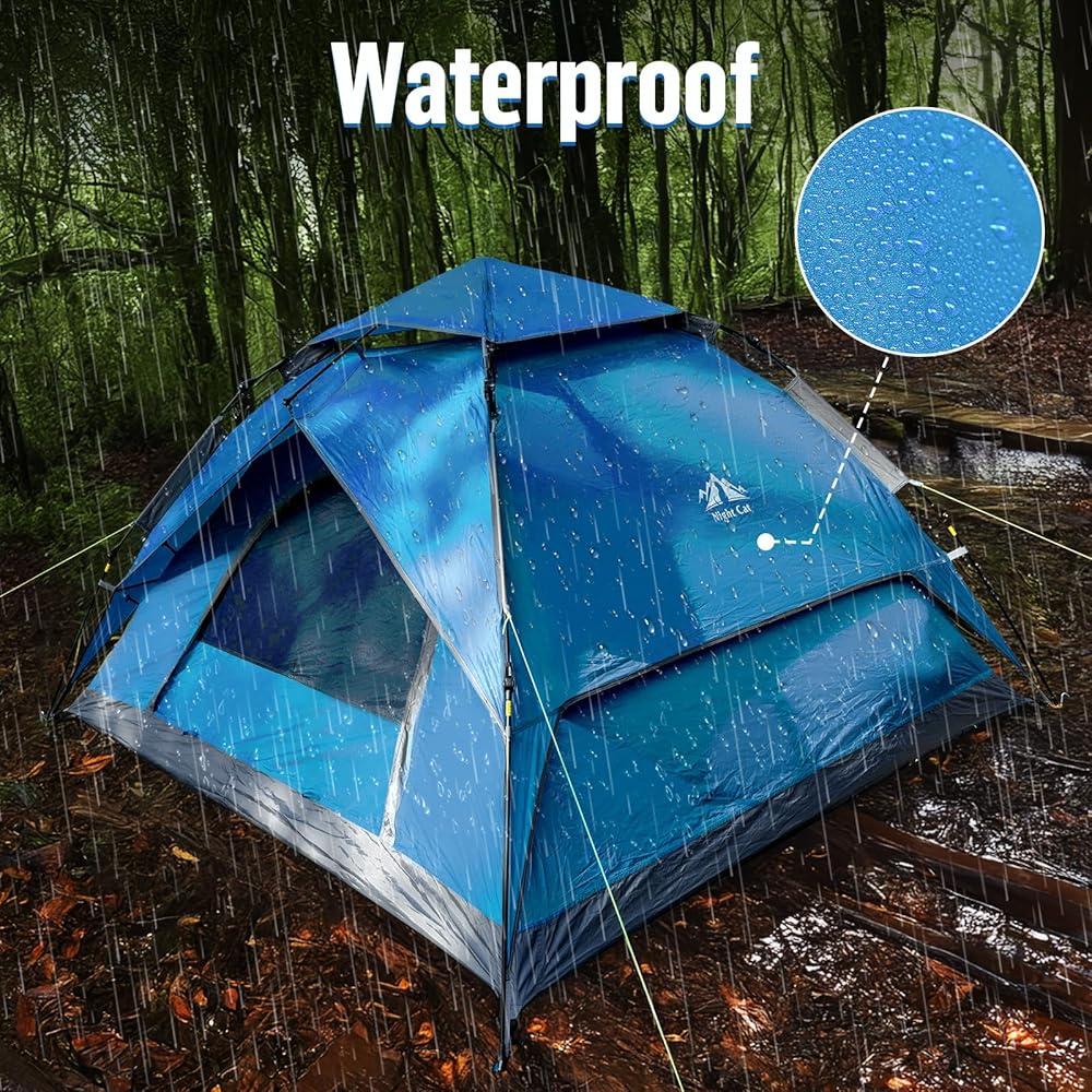 Camping Tent Automatic 2-3 Man Person Instant Tent Pop Up Tent, Waterproof Outdoor Large