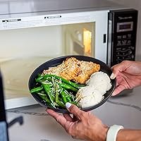 Vista 6 de Grow Forward Platos de paja de trigo prémium – Juego de 8 platos de plástico duro reutilizables de 10 pulgadas – Platos irrompibles aptos