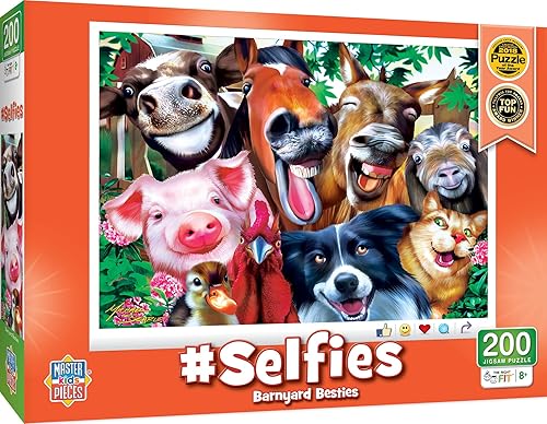 Masterpieces Rompecabezas de 200 piezas para niños, #Selfies Barnyard Besties, 14 x 19 pulgadas