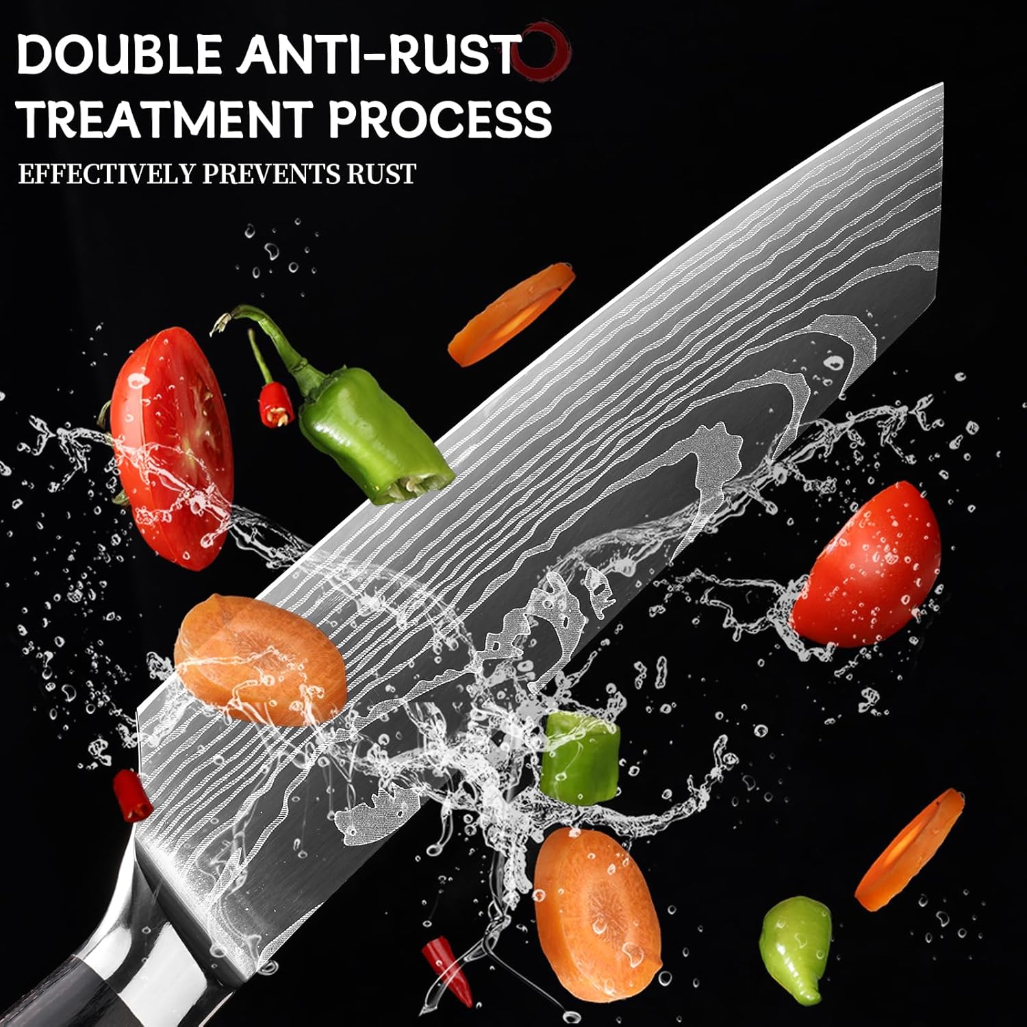 10PCS Professional Kitchen Knife Set Ultra Sharp Chef Knife Set with Stainless Steel Knives Wood Handles Complete Cooking Knife Set Includes Chef, Bread, Santoku, Cleaver Knives