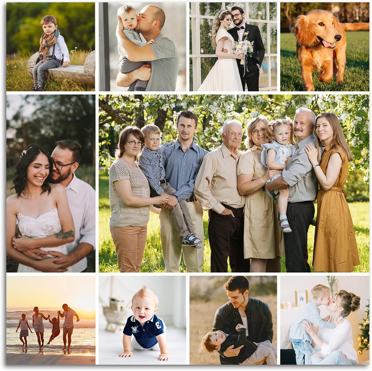 LZIMU 10 Picture Collage Canvas Prints Personalized Multi Photo Wall Art Custom Your Image to Canvas Customized Family Gifts Home Decor (Collage Photo-7, No frame)