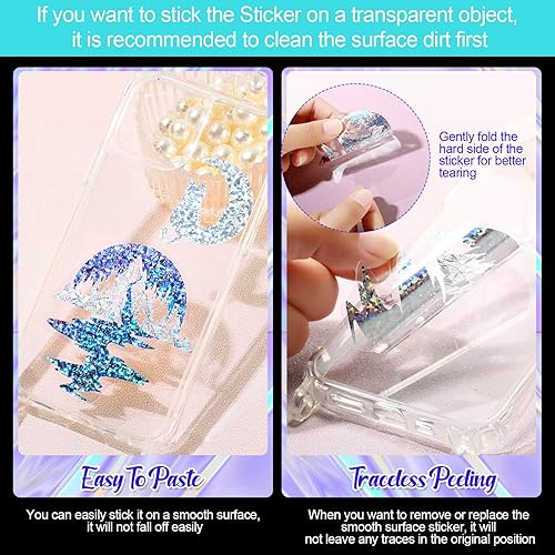 Miniatura 5 de Juego de 180 pegatinas holográficas con purpurina para flores, impermeables, calcomanías decorativas para plantas, calcomanías adhesivas con