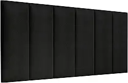 Cabeceira Estofada Casal 140cm Suspensa para Cama Box (Preto)