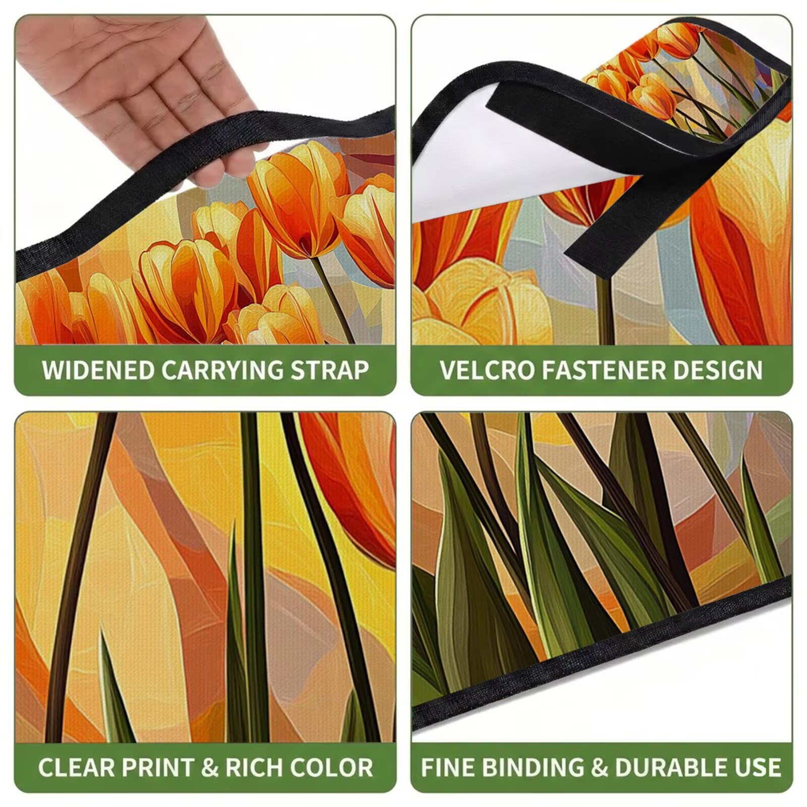 Couverture Pique Nique Grande 200x300cm,Outdoor Couverture Imperméable,Pliable Tapis de Plage Dos en PVC,Picnic Blanket pour Camping Accessoires,Jardin,Parc,Famille - Orange brûlé,Tulipe UZ-357