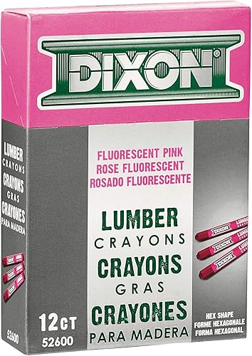 Miniatura 3 de Dixon Crayones industriales para marcado de madera, 4.5 x 1/2 pulgadas, hexagonal, rosa, paquete de 12 (52600)