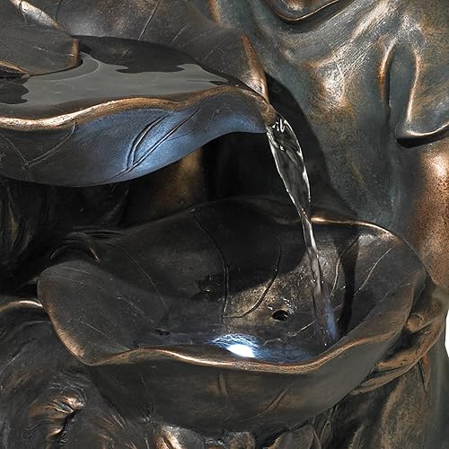 Miniatura 3 de Fuente de agua en cascada para niños y niñas de 23 pulgadas de alto con luz LED para jardín, patio, terraza, hogar, césped, porche, casa, sala de