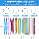 Interchangeable Circular Knitting Needles Set | 13 Pairs Metal Knitting Needles (10 cm Tips, US 2.5-15/3.0-10.0 mm) | 4 Cables (40 cm, 60 cm, 80 cm, 100 cm), Accessories & Case