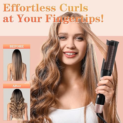 Miniatura 6 de Rizador automático de pelo automático con barril giratorio grande de 1 pulgada y 4 temperaturas y exclusivo ajuste de aire frío, rizador giratorio