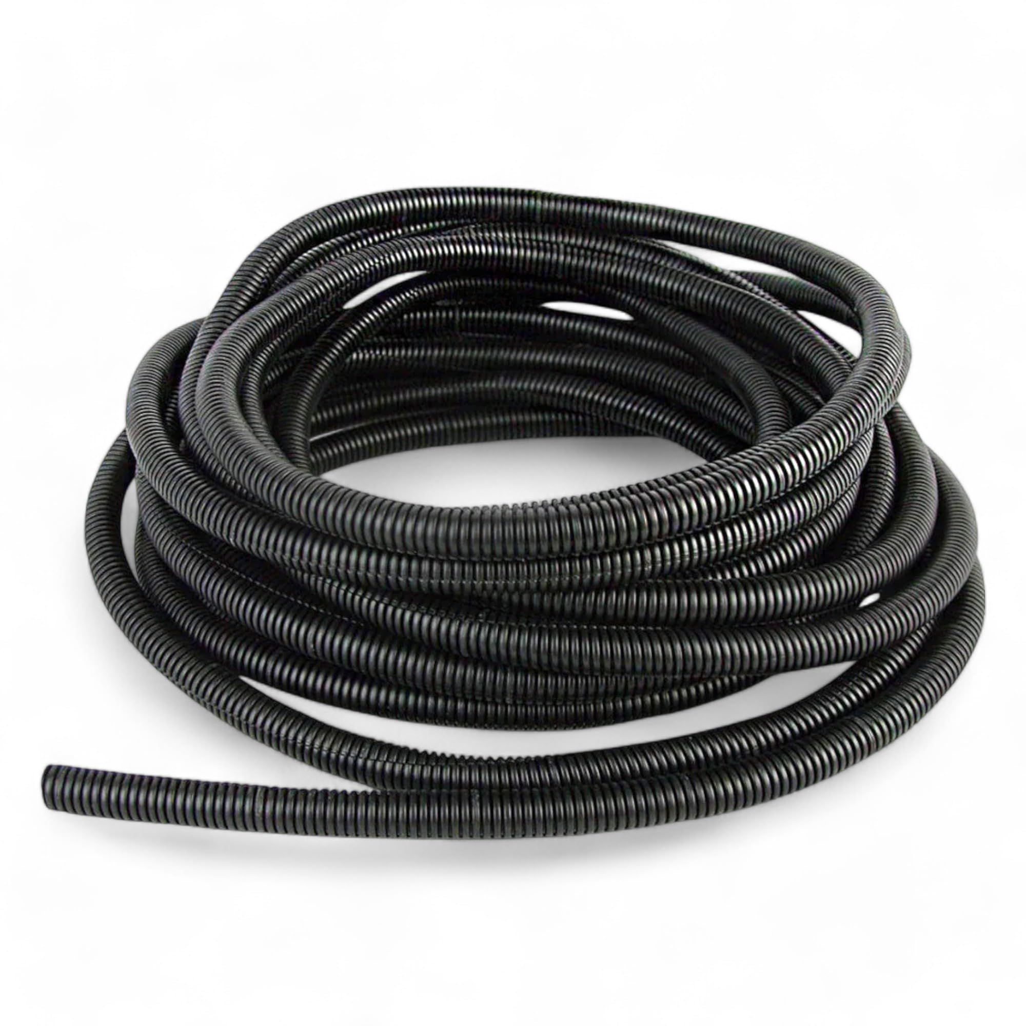 Non-Split Conduit Black Flexible Plastic Cable Tidy Solution Tube Trunking (23.1mm ID - 5m)