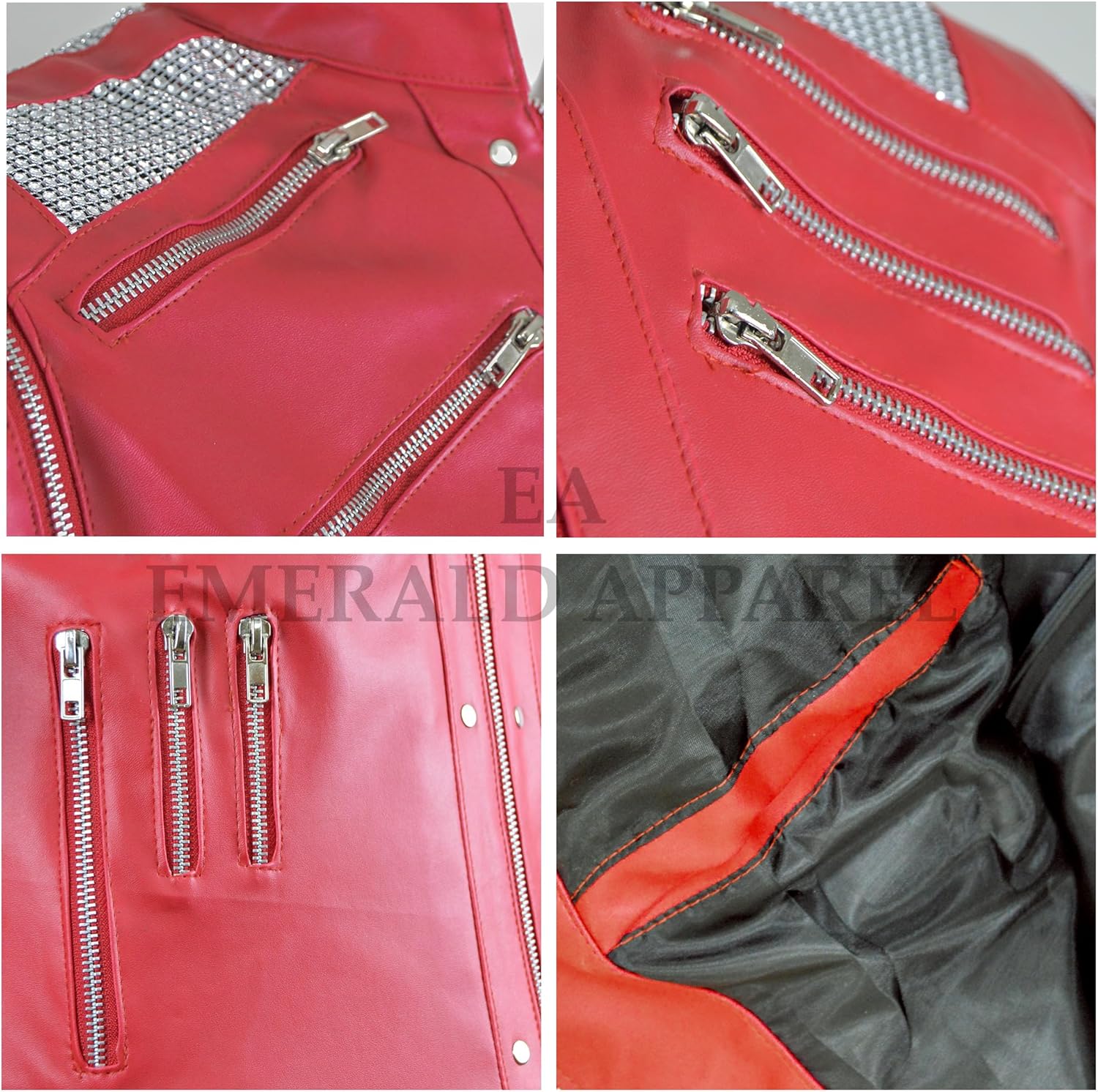 Bea-It Jacket, Red Song Bea-It Red Faux Leather Jacket, Zipper Jacket - Image 6