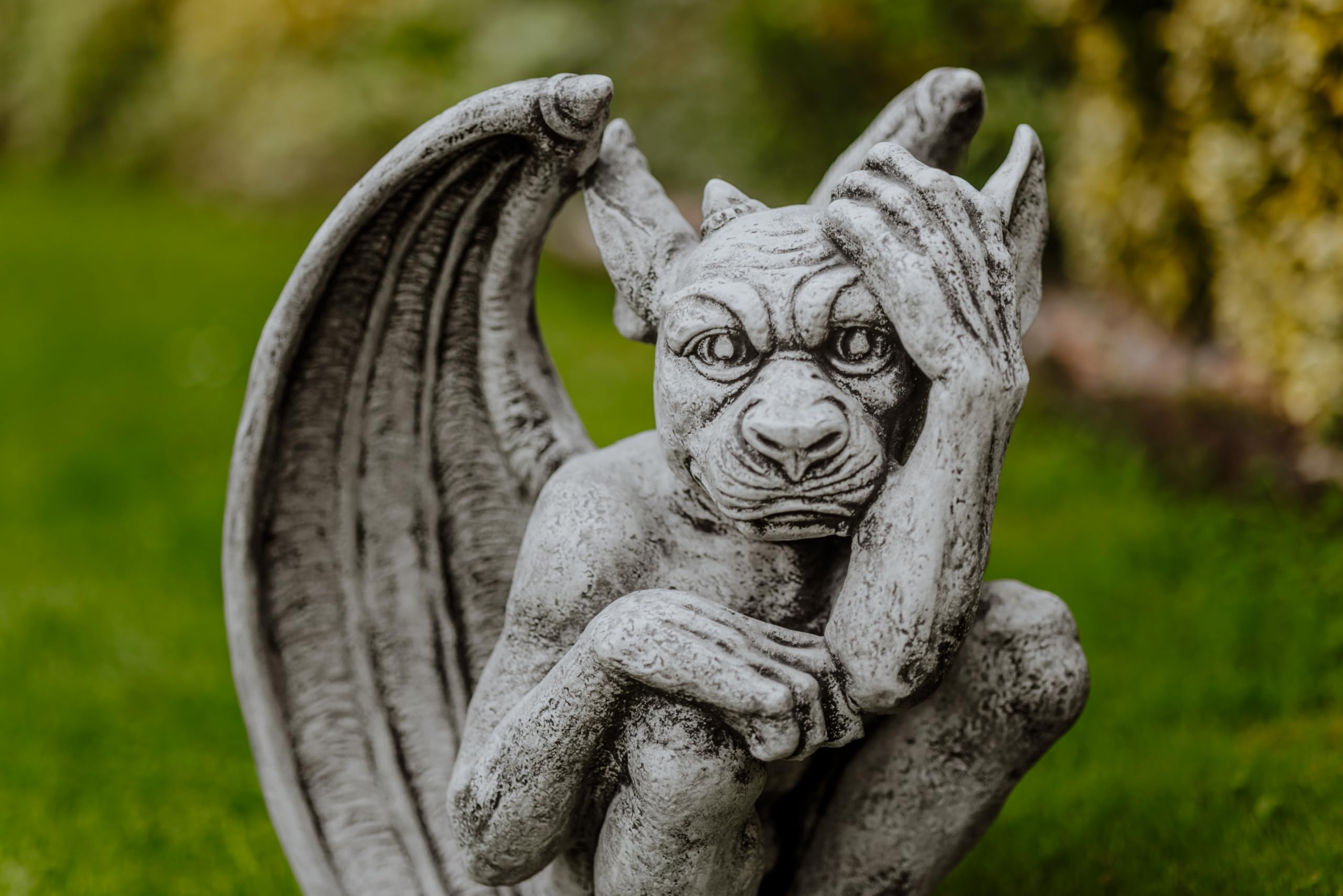 gartendekoparadies.de Duża masywna figurka kamienna Gargoyle – przemyślana figurka z odlewu kamiennego odporna na mróz