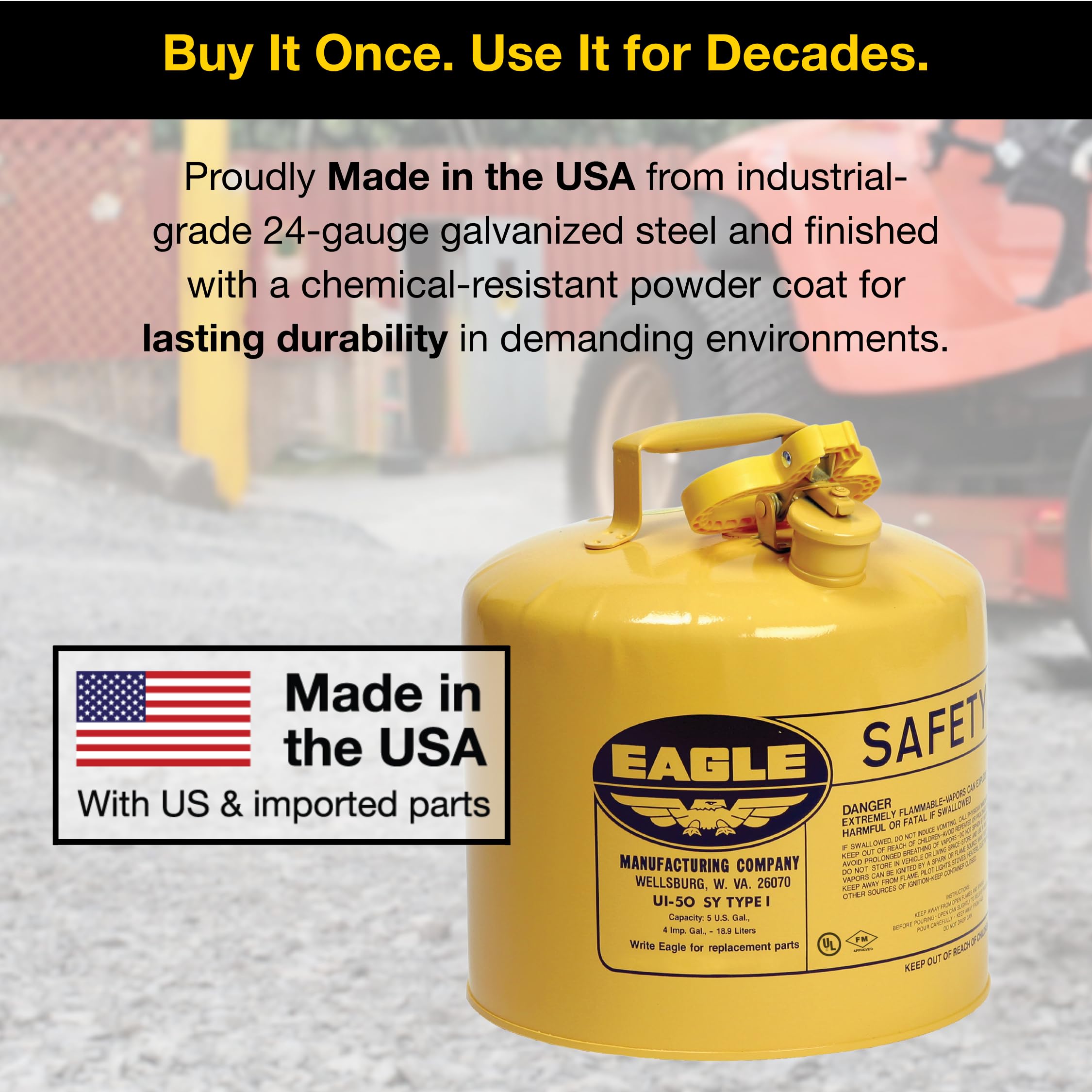 Eagle 5 Gallon Type I Yellow Safety Gas Can for Diesel — Amazon image 7
