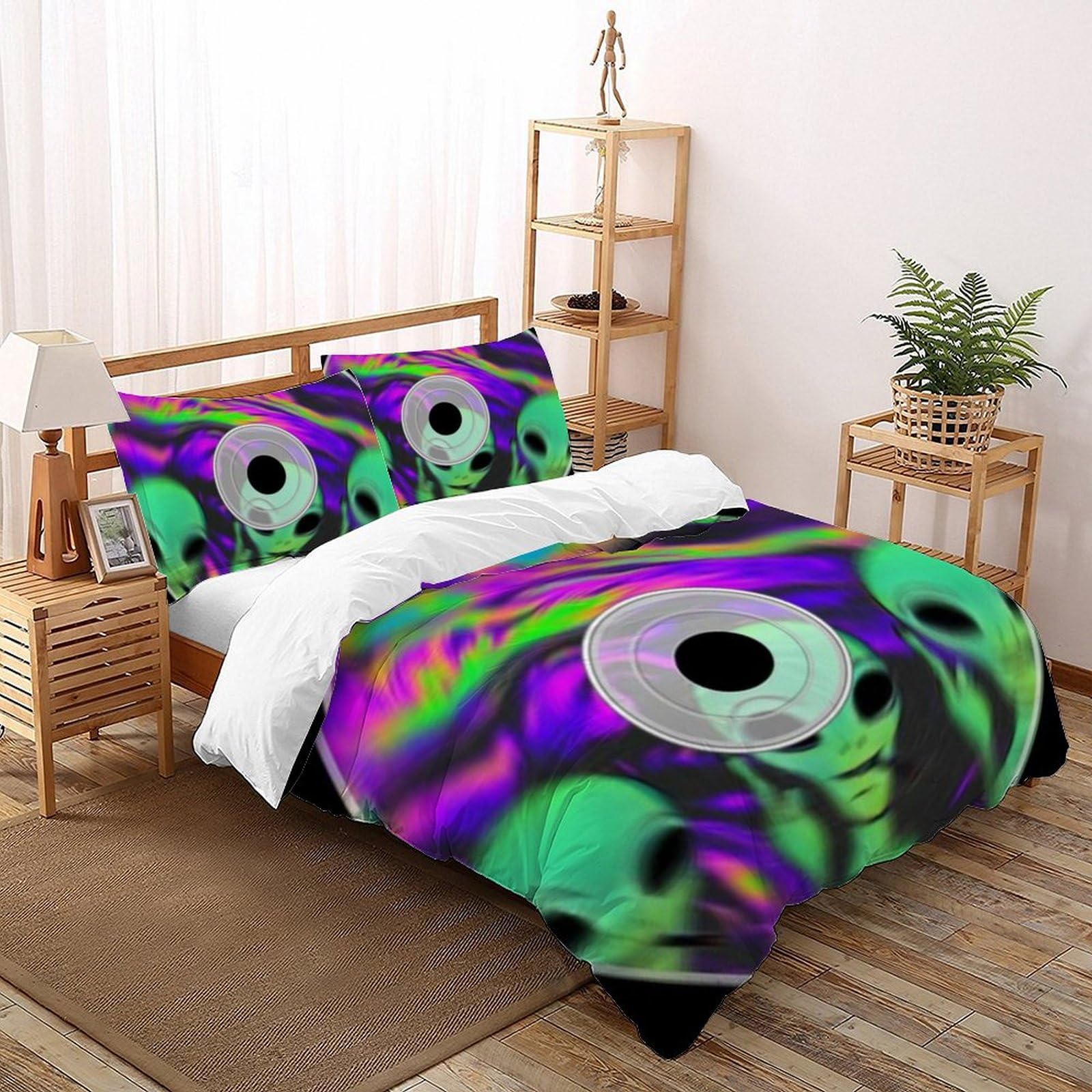 Housse de couette 220x240cm Les Étrangers imprimé 3D microfibre King fermeture éclair