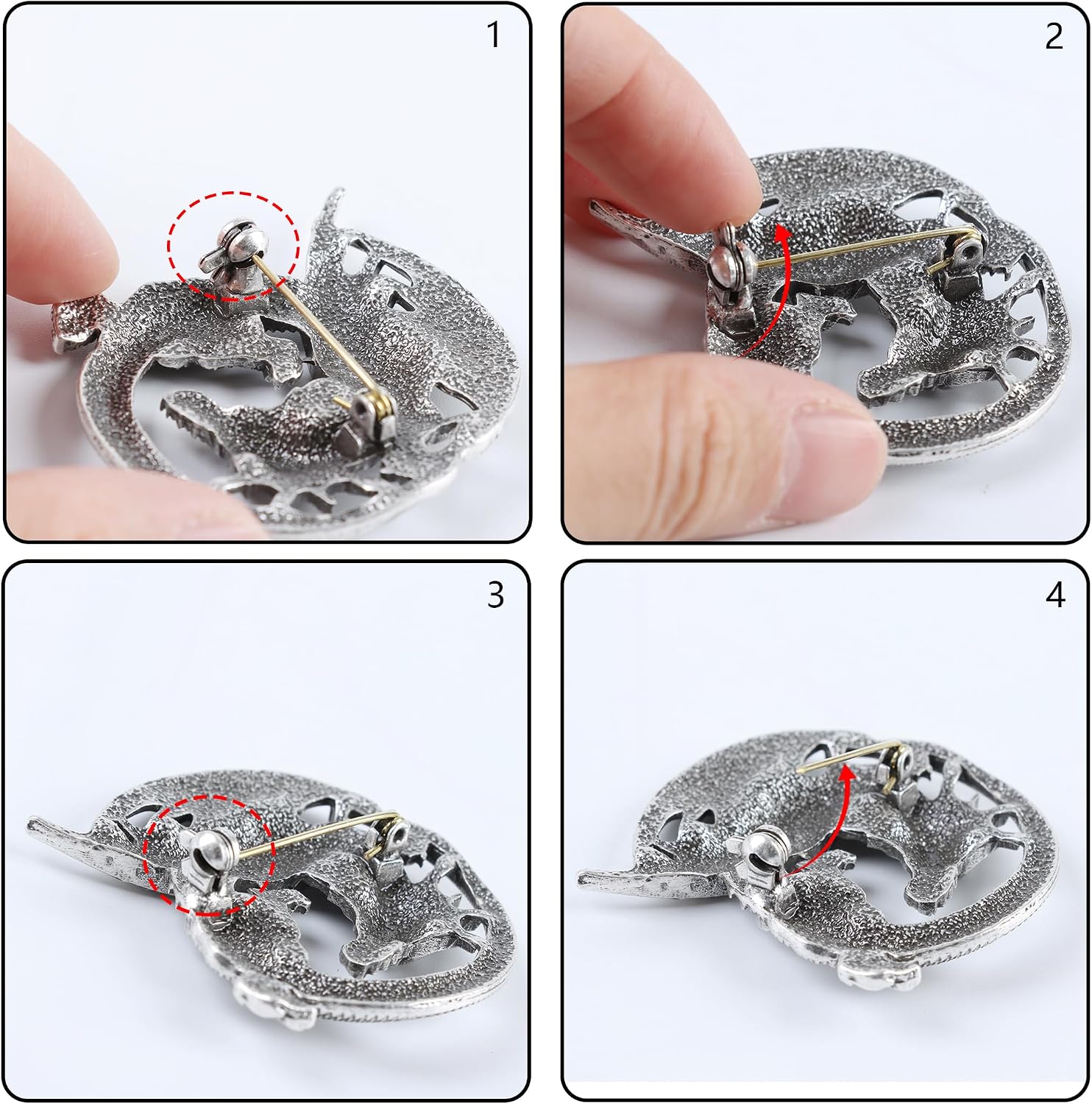 Vintage Gothic Dragon Brooch Pin, 3D Metal Dragon Style Jewelry Pin, Clothing Accessory for Men
