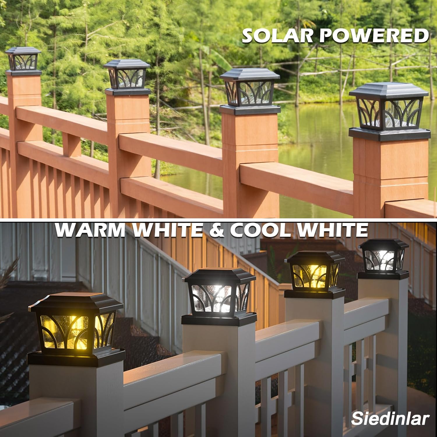 SIEDiNLAR Solar Post Lights Outdoor & Solar Post Lights Outdoor 4 Modes 40 LEDs