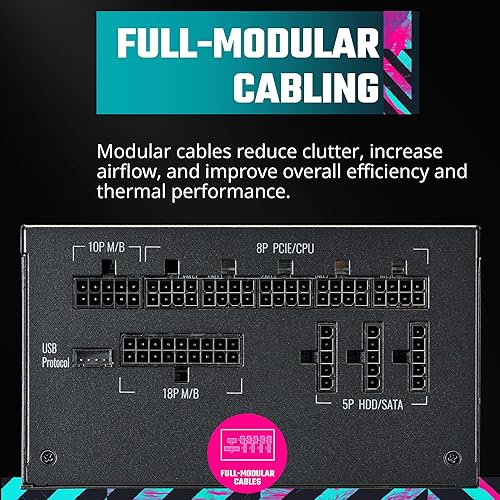 Miniatura 7 de Cooler Master XG650 Plus Platinum ARGB totalmente modular, 650W, panel de visualización de información incorporado, ventilador silencioso ARGB 5.315