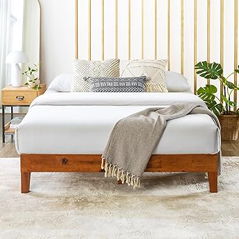 Mellow Naturalista Grand - 12 Inch Solid Wood Platform Bed with Wooden Slats - No Box Spring Needed - Twin (Cherry)