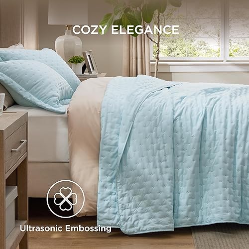 Vista 83 de Bedsure - Juego de colcha tamaño individual extralargo, ultrasónico suave, diseño de trébol, colcha ligera para todas las estaciones