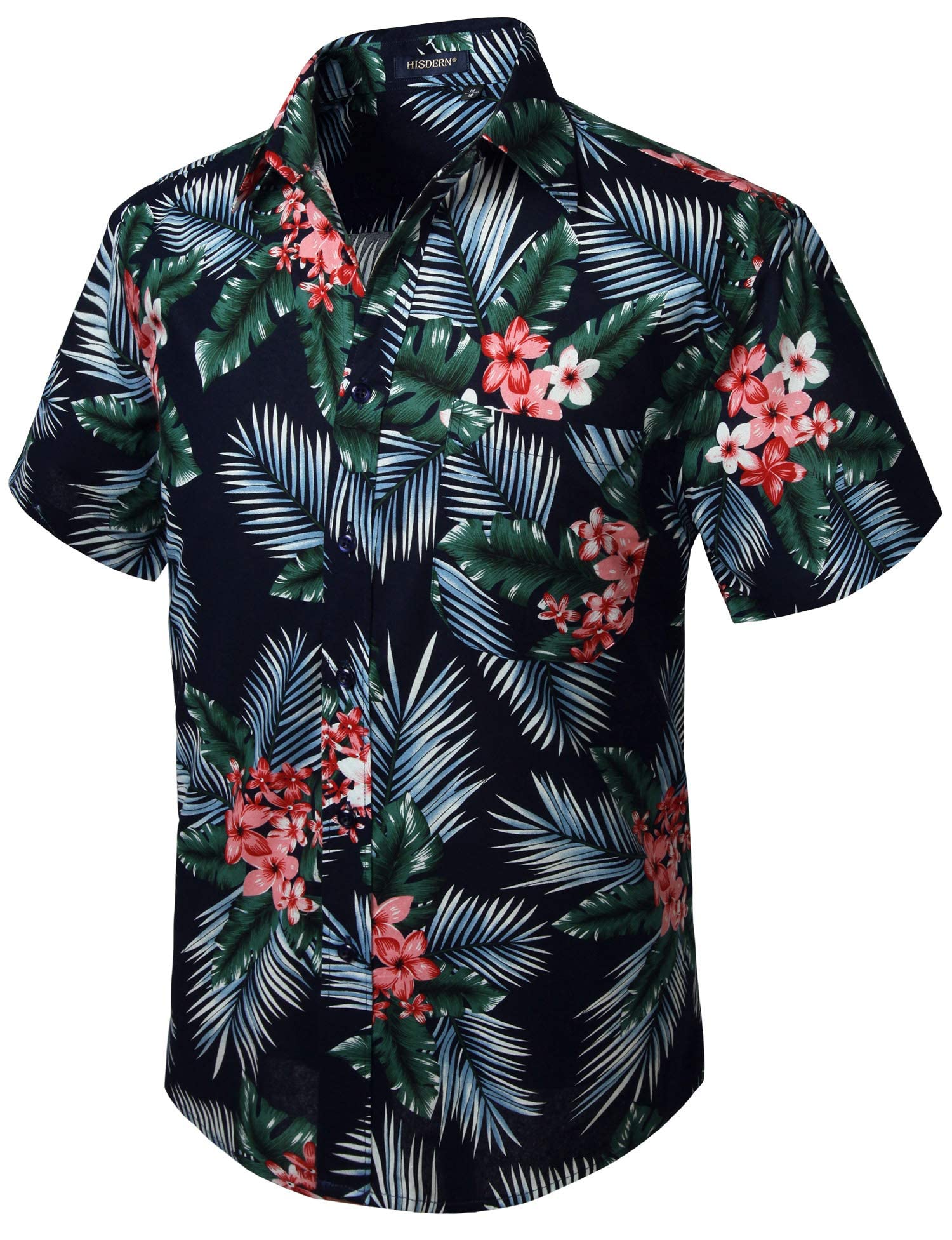 HISDERN Camisas Aloha Hawaiana Funky de Manga Corta Bolsillo Delantero Vacaciones de Verano Impreso Playa Camisa Informal de Hawaii S-2XL