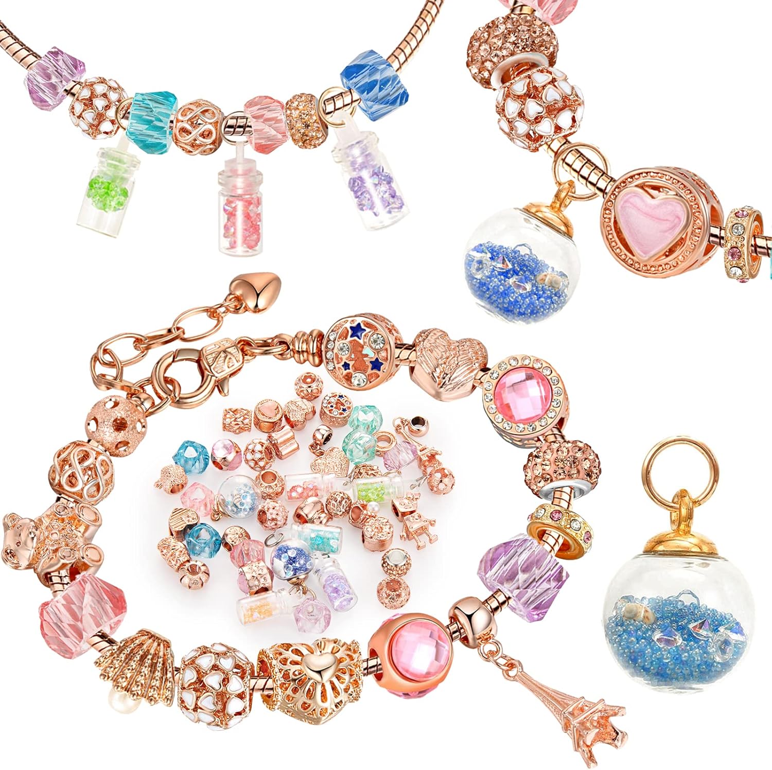 BENUAN Jewellery Bracelet Making Kit, Rose Gold Bead Charms Bracelet