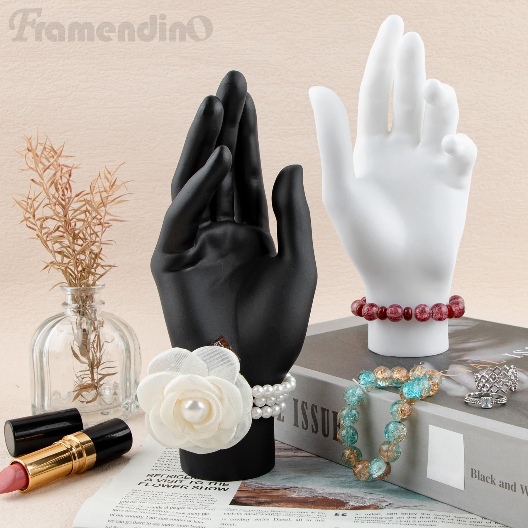 Framendino Left Female Mannequin Hand Display - White Jewelry Holder For Bracelets & Rings - View #8