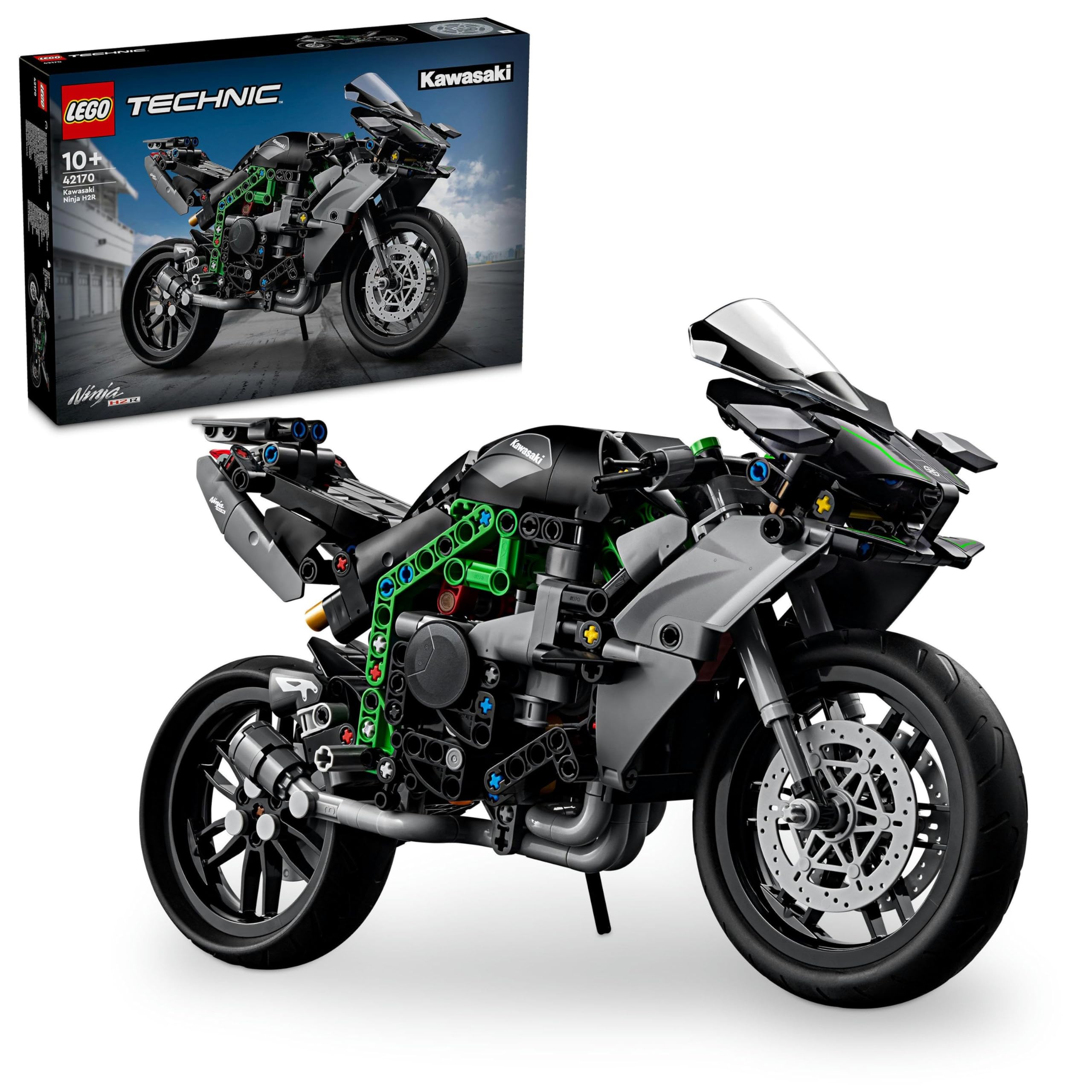 LEGO Technic Motocykl Kawasaki Ninja H2R 42170 | Model motocykla, klocki konstrukcyjne Technic dla dzieci, prezent dla fana motoryzacji 10+, 643 elementy