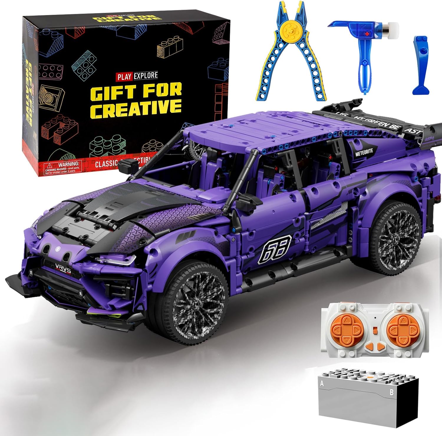Remote Control Building Car, Compatible with Technic Car, 1:8 21inch Large Size Dynamic Model SUV Construction with Motors Rechargeable Battery, Building Toy for Adults Teens Aged 12+ (2375 PCS)