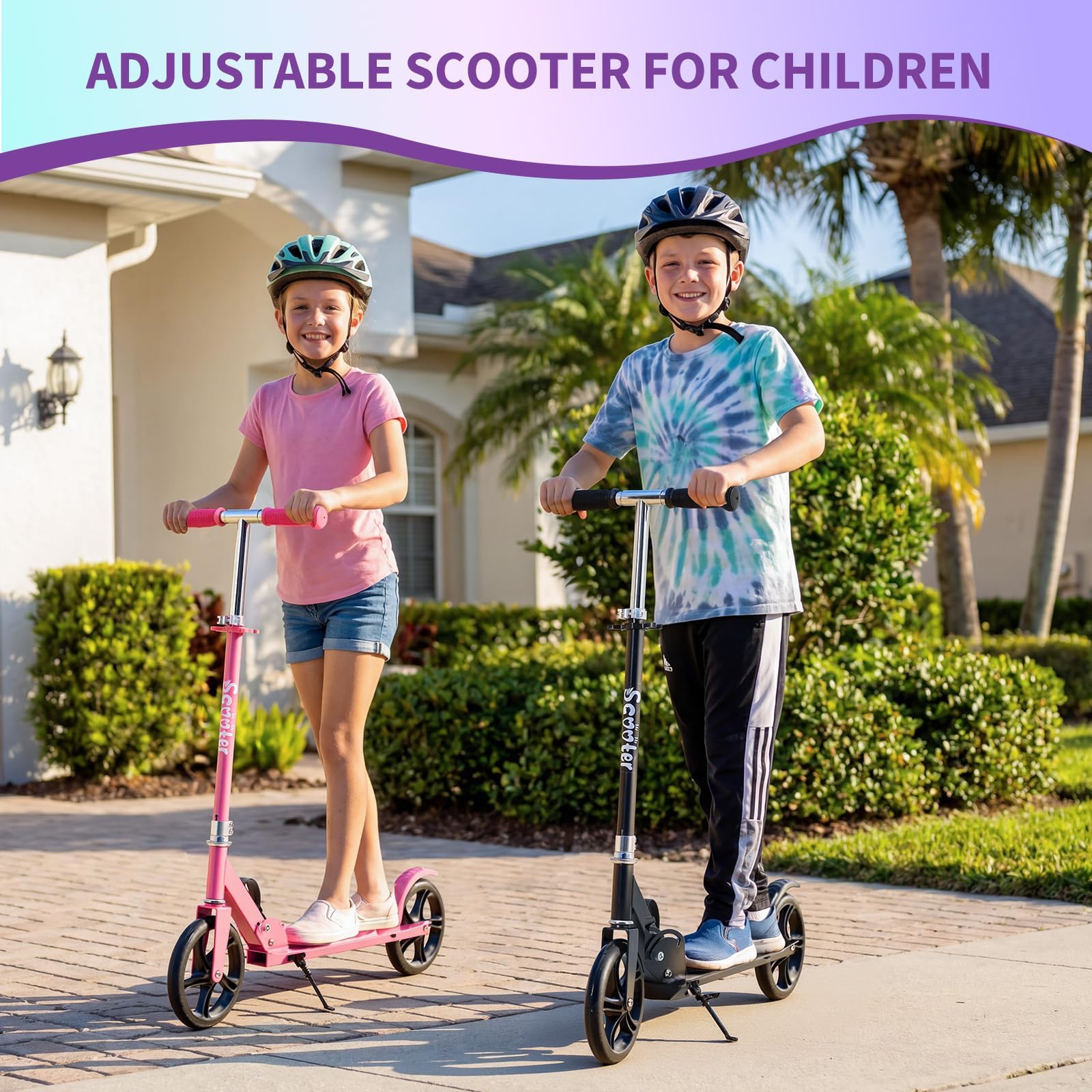 Trottinette pour Les 6 Ans Et Plus, Trottinette Pliable Et Légère avec Grandes Roues De 20 cm pour Enfants, Adolescents Et Adultes, 3 Niveaux Réglables - 5